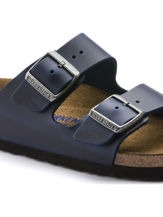 Arizona Soft Footbed Оилед Дерма Кожени Дамски Анатомични Сандали Тъмносини Тесни Размер