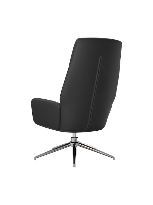 Sessel Drehbar aus echtem Leder Schwarz 70x77x94cm