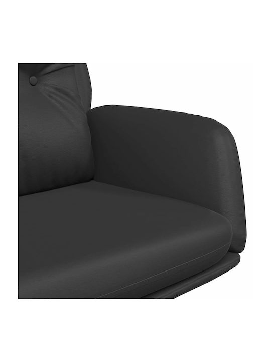 Sessel Drehbar aus echtem Leder Schwarz 70x77x94cm