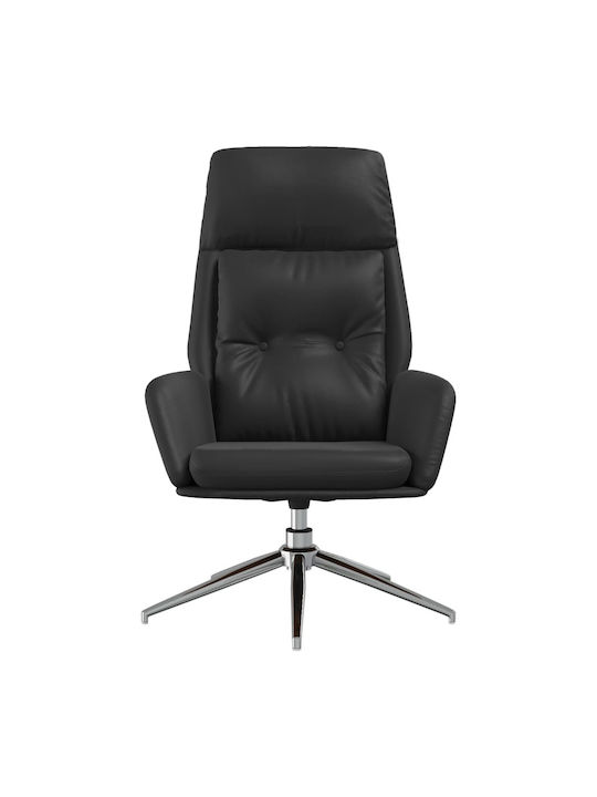 Sessel Drehbar aus echtem Leder Schwarz 70x77x94cm