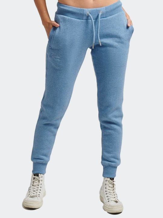 Superdry Pantaloni de trening pentru femei cu cauciuc Albastru deschis