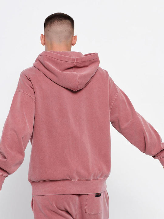 Funky Buddha Herren Sweatshirt Jacke mit Kapuze und Taschen Dusty Rose