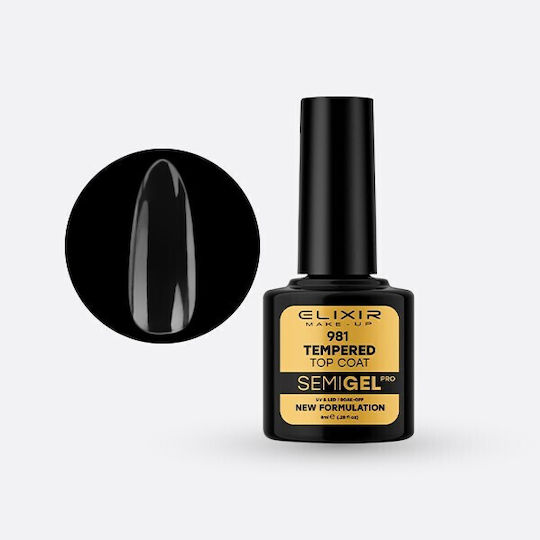 Elixir 981 Tempered Top Coat pentru lacuri de unghii semipermanente 8ml