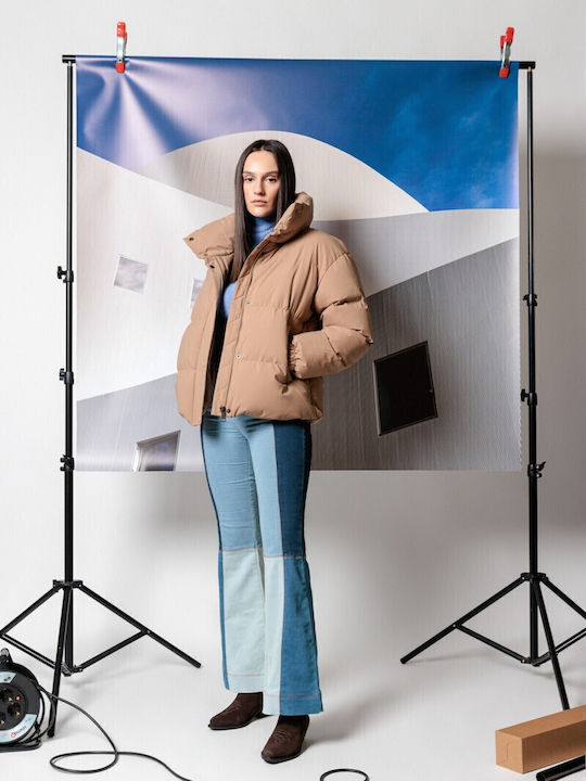 Kurz Damen Puffer Jacke für Winter Beige
