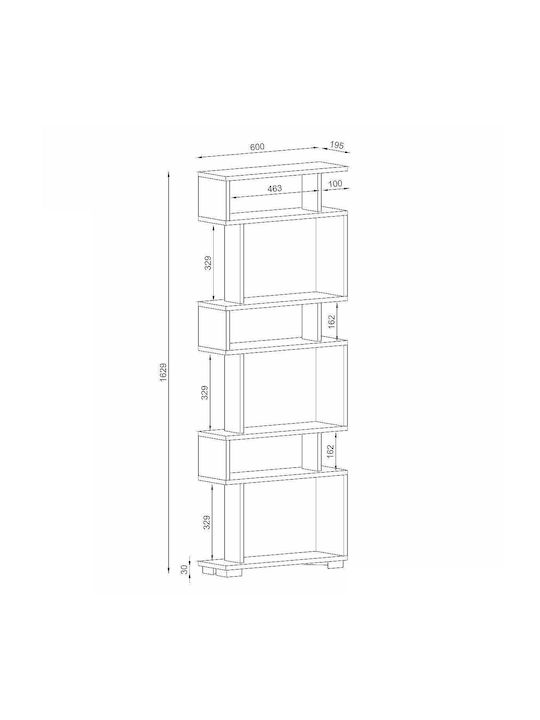 White Bookcase Blok 60x20x156cm