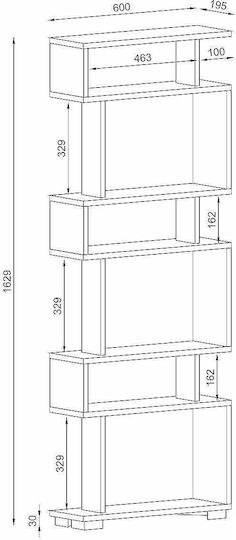 Bookcase Blok White 60x20x157cm