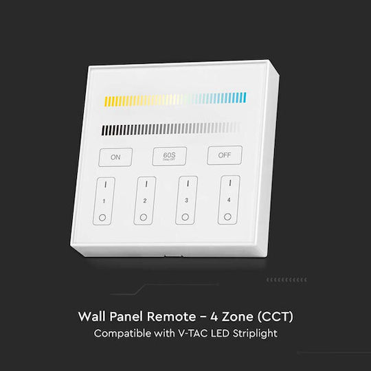 V-TAC Επιτοίχιος Διακόπτης Dimmer με Πλαίσιο LED Αφής σε Λευκό Χρώμα