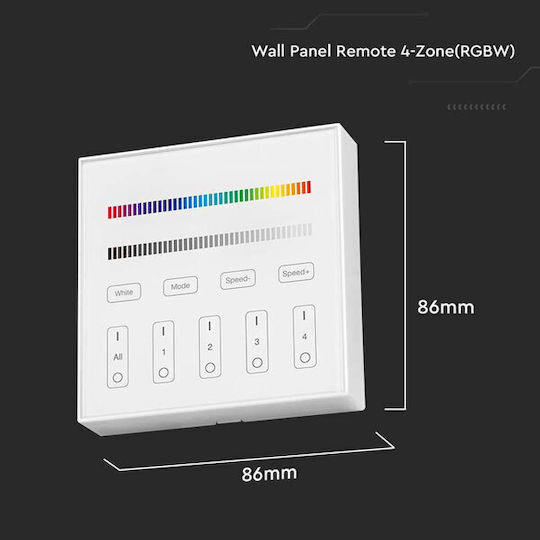 V-TAC Επιτοίχιος Διακόπτης Dimmer με Πλαίσιο LED Αφής σε Λευκό Χρώμα