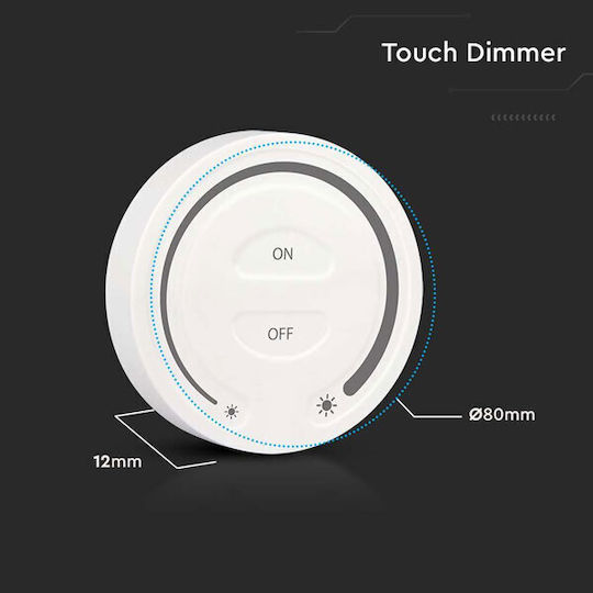 V-TAC Wall Mounted Dimmer Switch with Frame LED Strip Touch in White Color