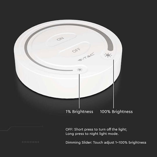 V-TAC Wall Mounted Dimmer Switch with Frame LED Strip Touch in White Color