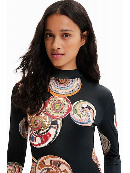 Long Sleeve Bodysuit Pacs Slim Fit Black