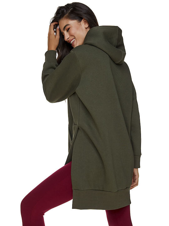 Bodymove Women's Long Hooded Sweatshirt Khaki