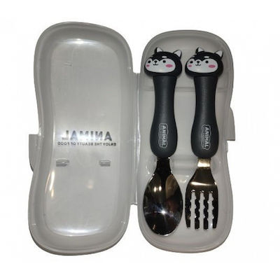 Etoile Baby Set with Fork made of Metal Black 2pcs