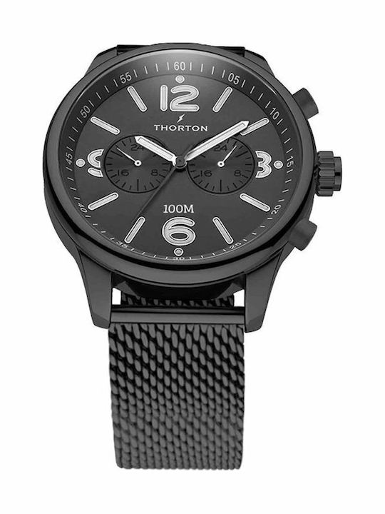 Thorton Ragnar II Men's Watch 46mm Chronograph Battery with Black Metal Bracelet