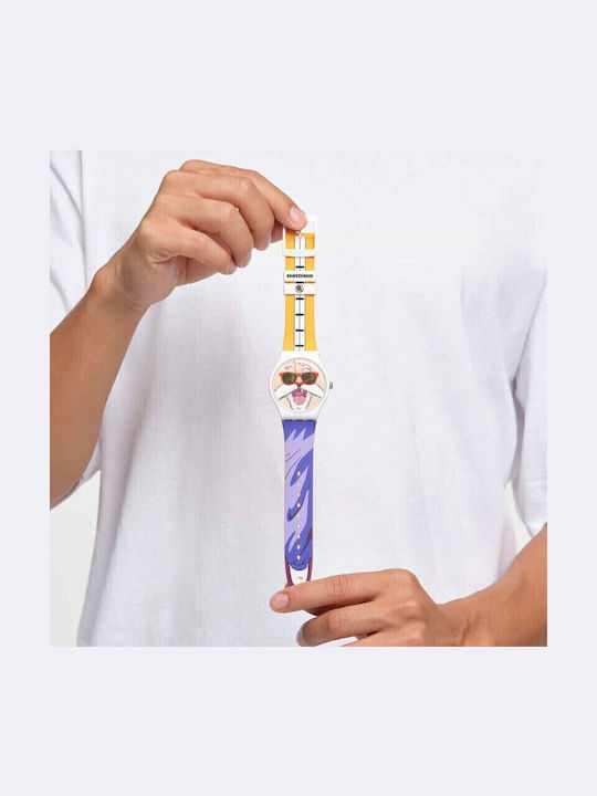Swatch Dragonball Z Ανδρικό Ρολόι 41mm Μπαταρίας με Καουτσούκ Λουράκι Kamesennin