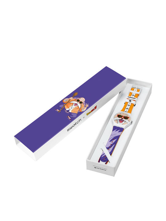 Swatch Dragonball Z Ανδρικό Ρολόι 41mm Μπαταρίας με Καουτσούκ Λουράκι Kamesennin