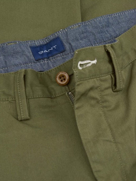 Hallden Twill Trousers Chino Elastic in Slim Fit Khaki