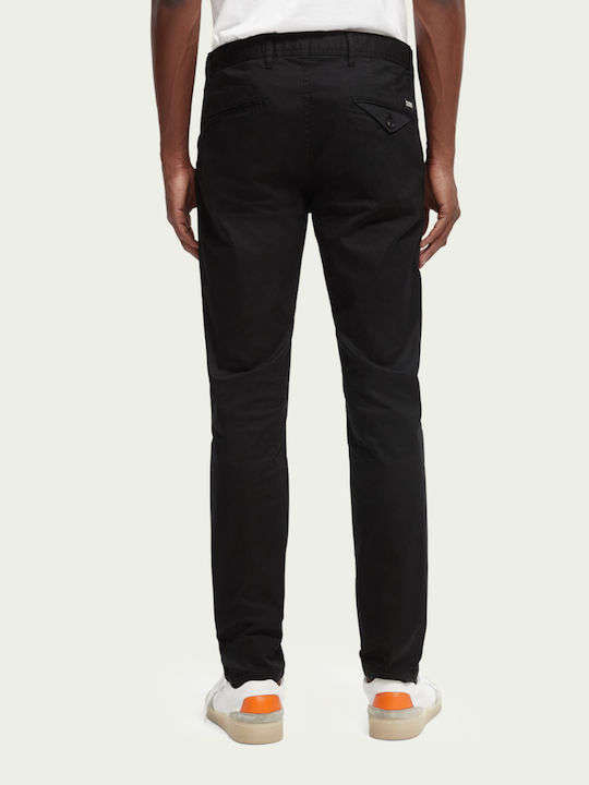 Scotch & Soda Herrenhose Chino Elastisch in Slim Passform Schwarz