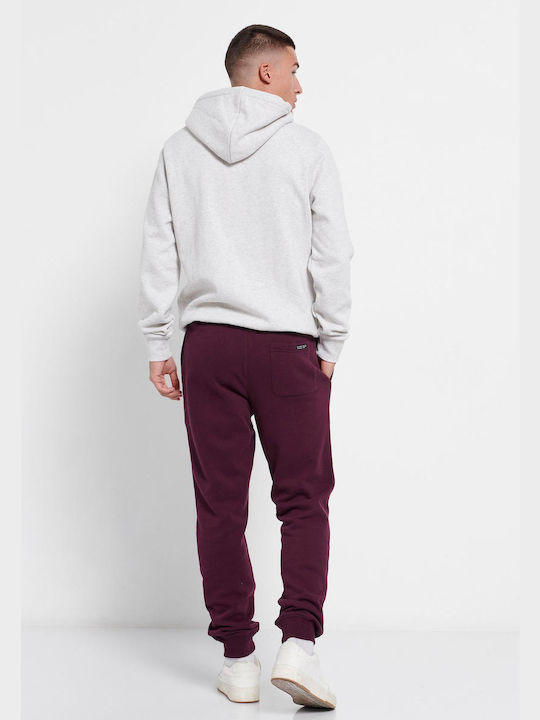 Funky Buddha Men's Sweatpants with Rubber Burgundy