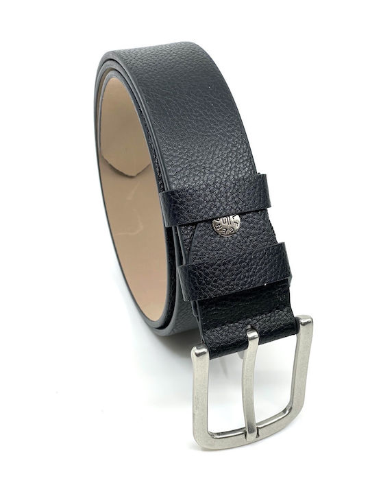 Wide Men's Belt from Artificial Leather Black