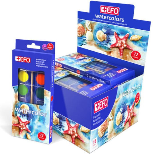 +Efo Set Acuarele Multicolore cu Pincel 12buc