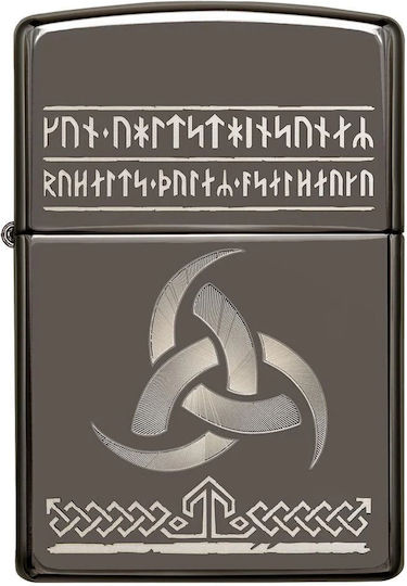 Zippo Odin Design Winddichtes Feuerzeug Flamme in Grau Farbe