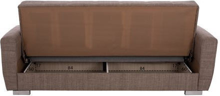 Polya Three-Seater Couch Bed with Storage Space Brown 215x80x77 cm