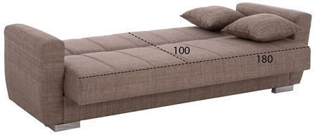 Polya Three-Seater Couch Bed with Storage Space Brown 215x80x77 cm