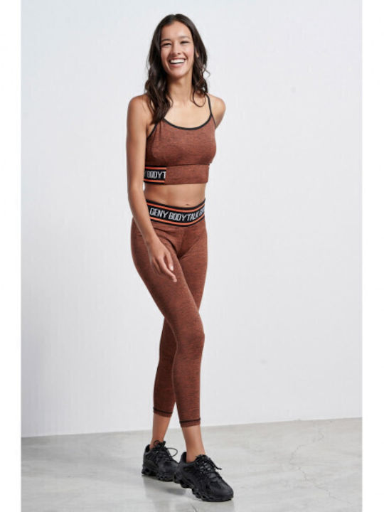 Women Training Cropped High Waist Brown Leggings
