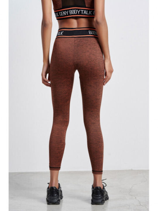 Women Training Cropped High Waist Brown Leggings