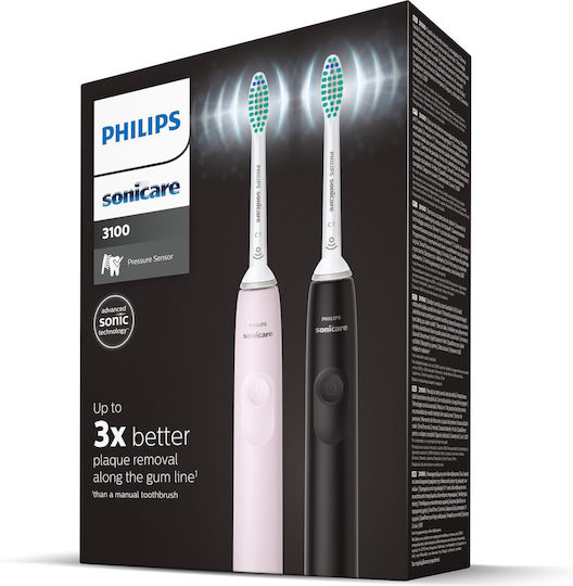 Philips Sonicare 3100 Electric Toothbrush with Timer and Pressure Sensor Black / Sugar Rose