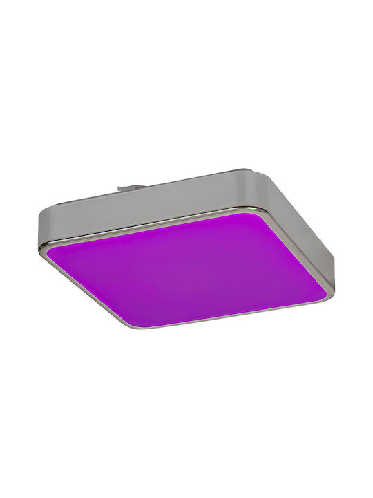 Rabalux Wolimir Ceiling Mount Light Bathroom 29cm Silver with Integrated LED and Remote Control