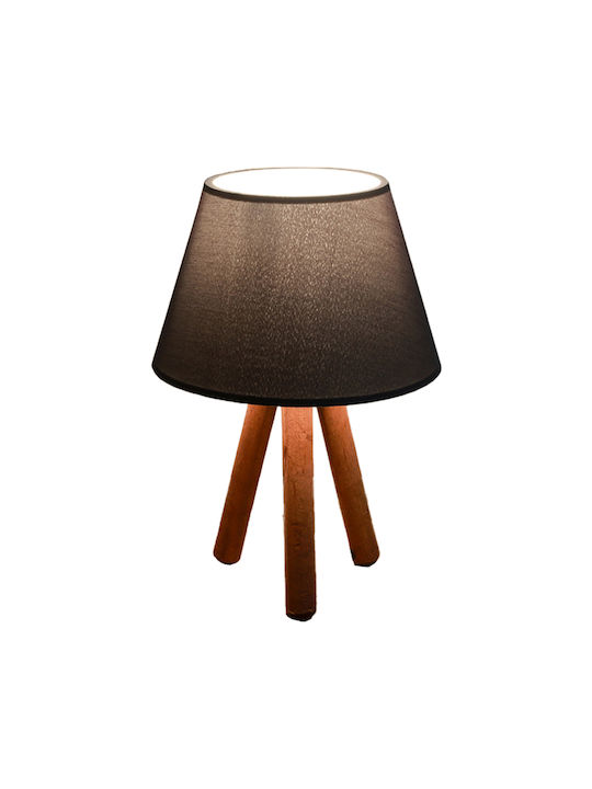 Pakketo PWL-1071 Wood Vintage Table Lamp for Socket E27 with Beige Shade and Brown Base 202-000030