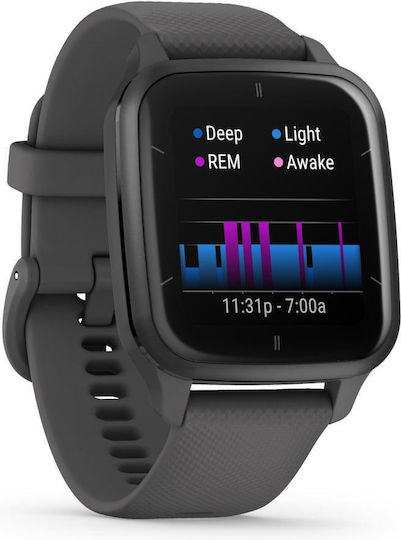 Garmin Venu Sq 2 Aluminium 40mm Waterproof Smartwatch with Heart Rate Monitor (Slate Aluminium Bezel with Shadow Grey Case and Silicone Band)
