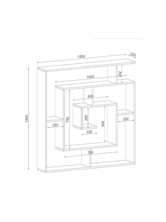Bibliotecă Ithaki Negru 125x22x130cm