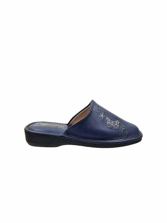 Women's Leather Anatomical Slippers 34 - Blue