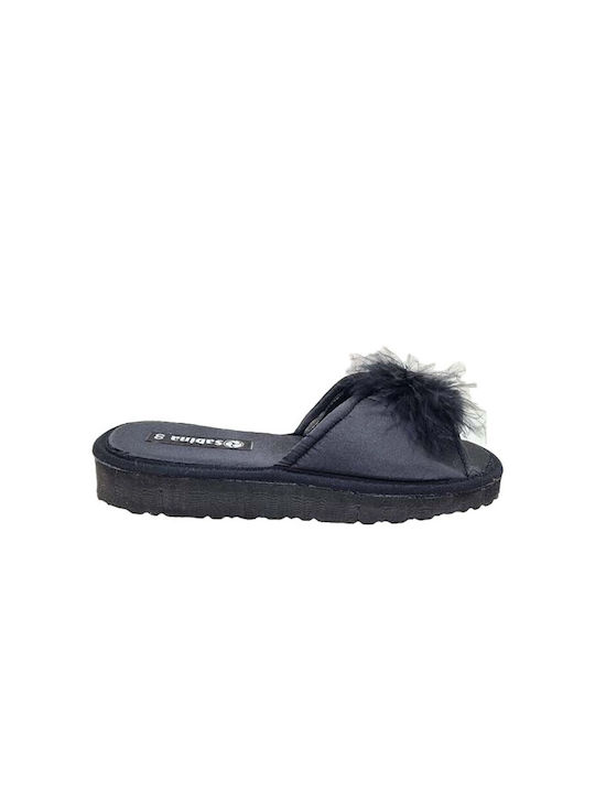 Satin slippers Sabina S2203 - Black