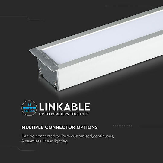 V-TAC Commercial Linear Recessed LED Ceiling Light 40W Natural White IP20 120cm