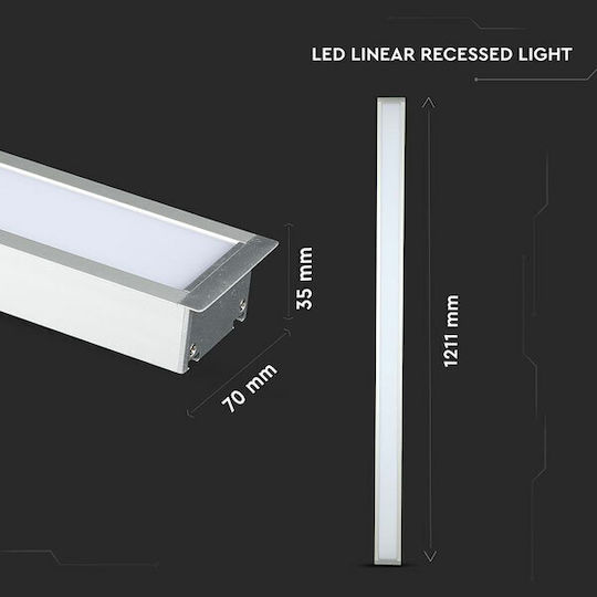 V-TAC Commercial Linear Recessed LED Ceiling Light 40W Natural White IP20 120cm
