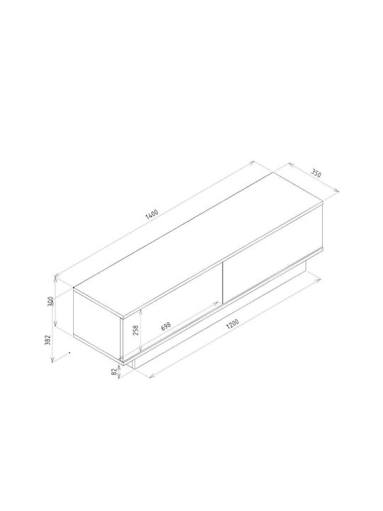 Έπιπλο Τηλεόρασης Alfen Ανθρακί Μ120xΠ35xΥ38cm
