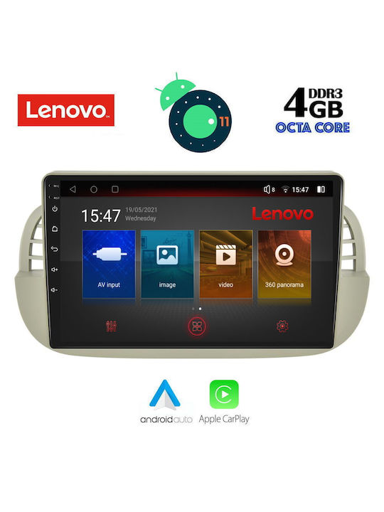 Lenovo Sistem Audio Auto pentru Fiat 500 2007-2014 (Bluetooth/USB/AUX/WiFi/GPS/Apple-Carplay/Partitură) cu Ecran Tactil 9"