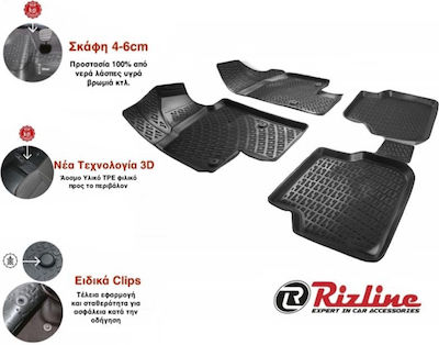 Rizline Set of Front and Rear Mats Tray Type 4pcs from Rubber for Nissan Qashqai Black