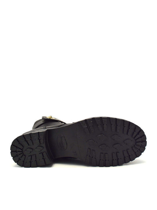 Leder Stiefeletten Damen Schwarz