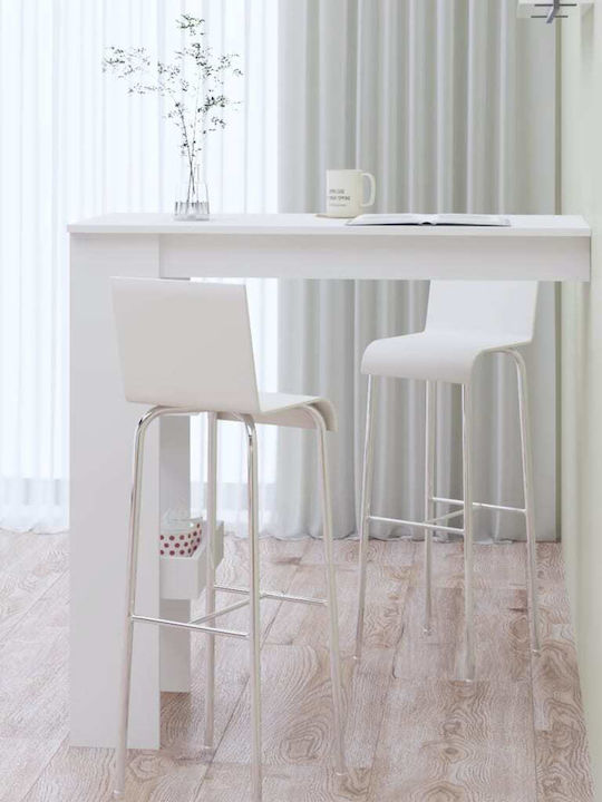 Table Bar Wooden White 102x45x103.5cm