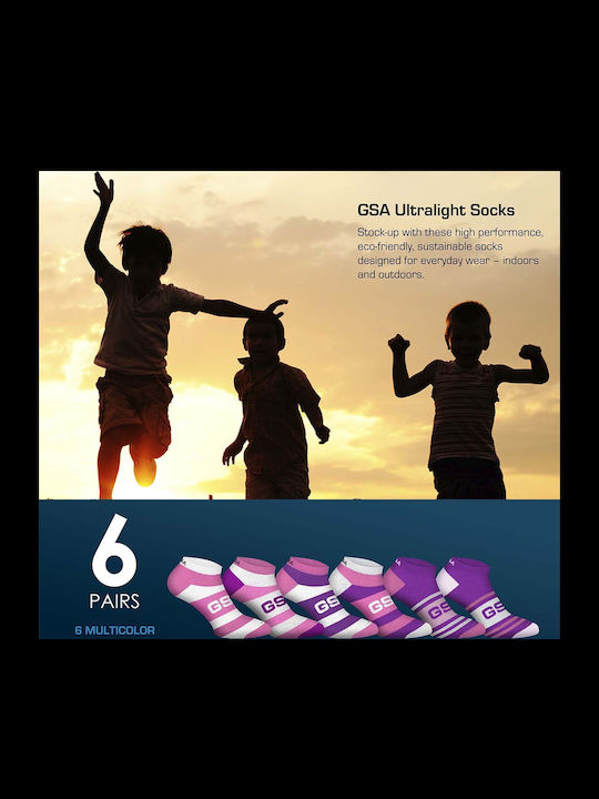 GSA Athletic Kids' Ankle Socks Purple 6 Pairs
