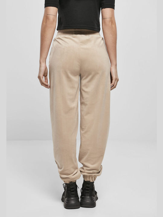 Urban Classics Damen-Sweatpants Jogger Soft Taupe Samt