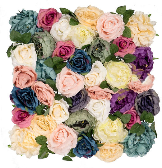 Supergreens Изкуствена панелна листва Роза с божури 50x50см