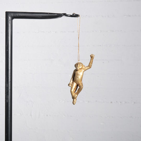 Monkey L Hängendes Ornament Affe Polyresin Gold