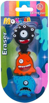 Keyroad Eraser Set for Pencil and Pen Monsters 3pcs