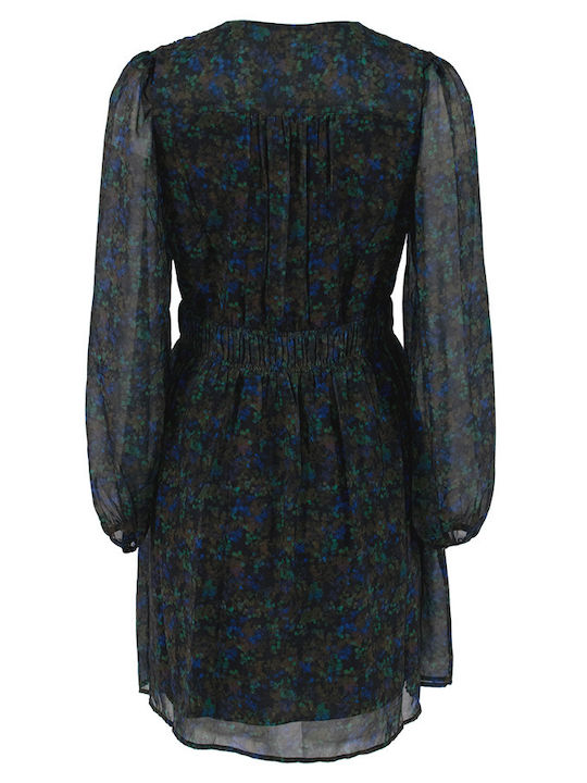 Kurzes Kleid mit blauer Stickerei